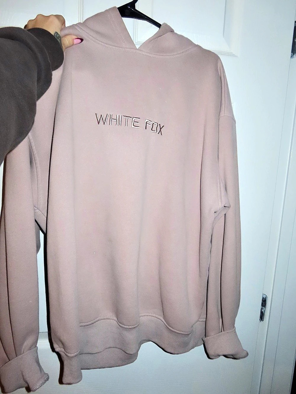 White Fox Hoodie in Pink Size Large/XL Like New